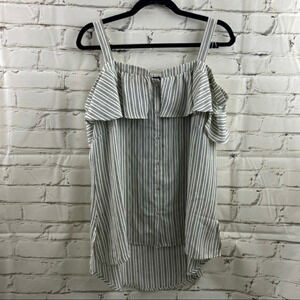 Romeo ana Juliet couture‎ cold shoulder striped high low blouse